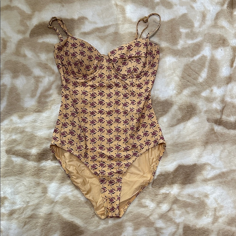 Tory Burch Yellow and Purple Floral Swimsuit